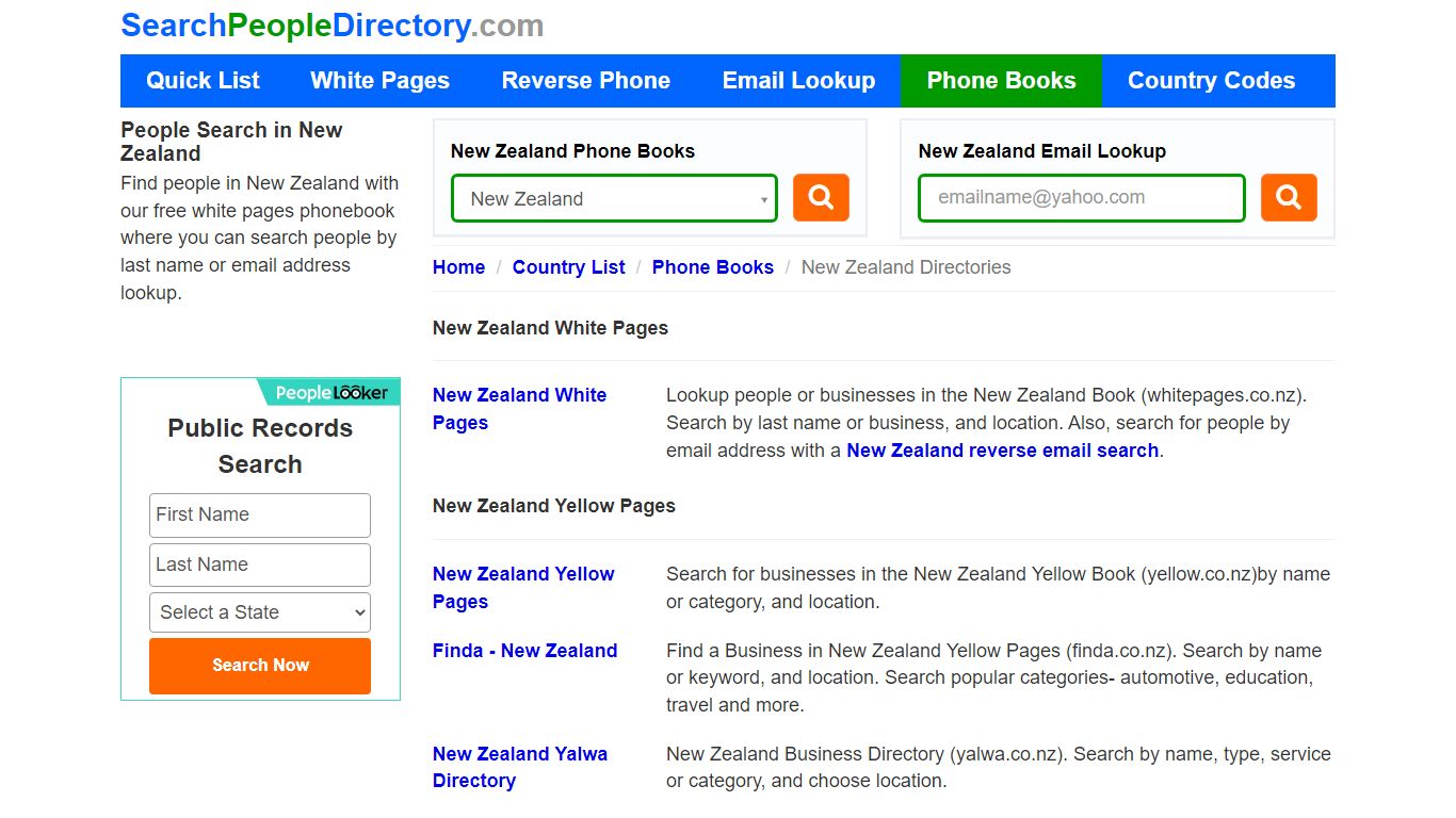 White Pages, New Zealand Phone Books, Email Search